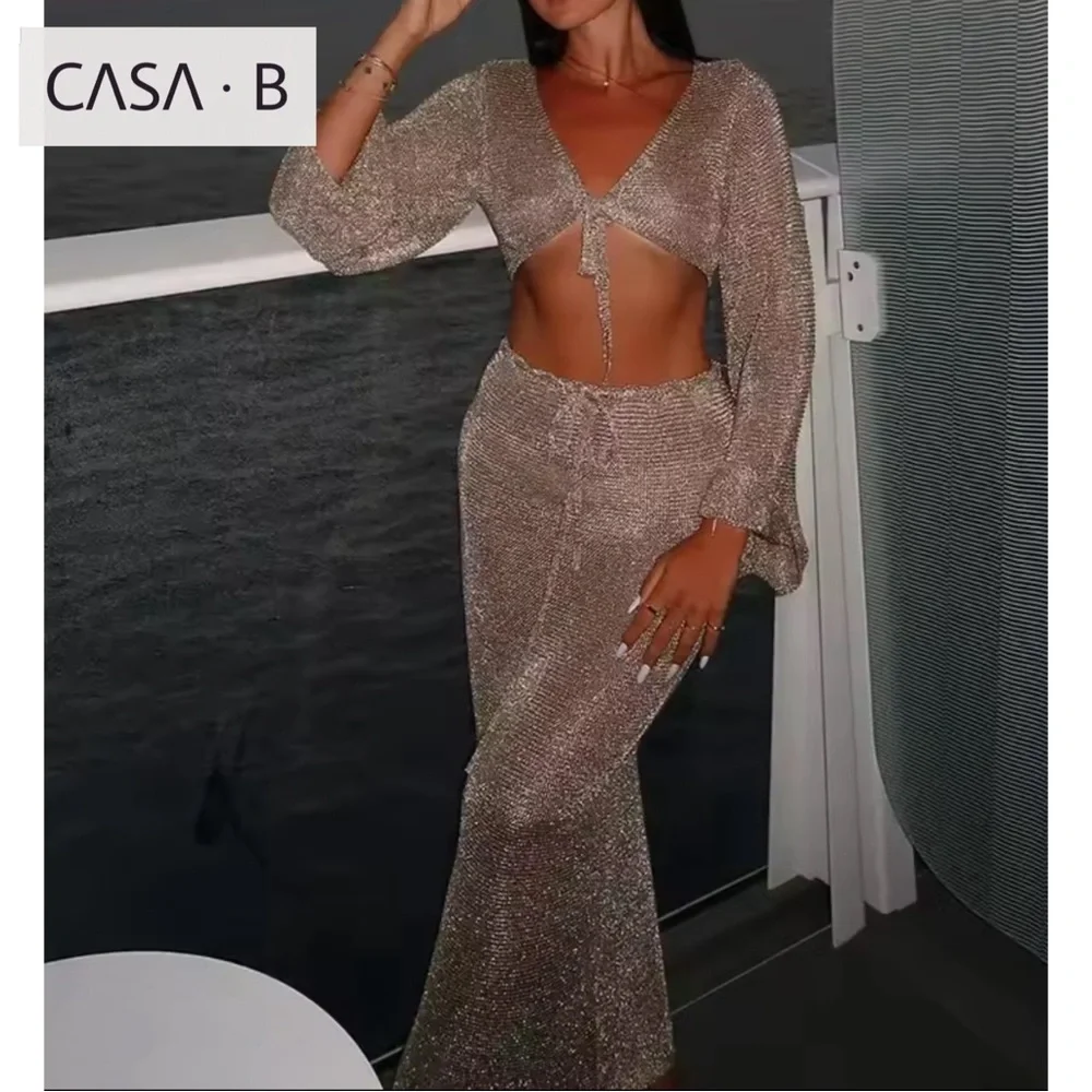 NEW💫to CASA B| The Sirena Shimmering Gold Two-Piece Cover Up Set